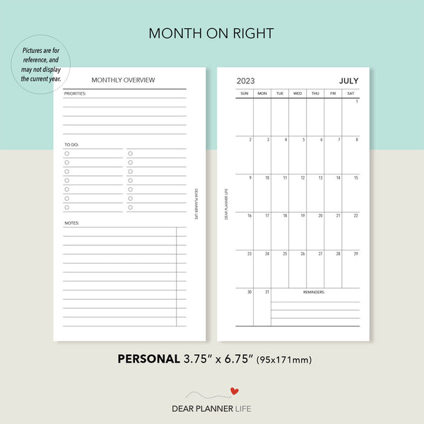 2025 Vertical Monthly with Overview - SUNDAY Start (Personal Size) Printable PDF : P-67