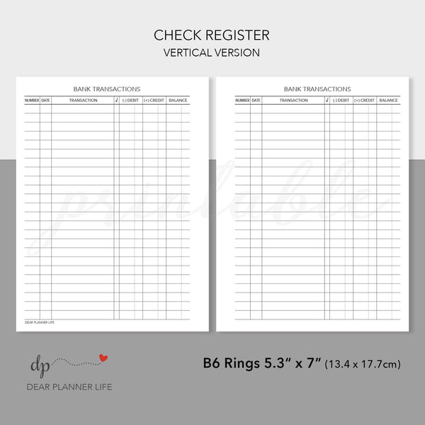 Bank Transactions Tracker (B6 Size) Printable PDF : B-35
