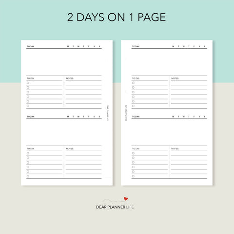 FREEBIE: 2 Days on 1 Page - Open Top Half (2D1P) Printable PDF - Choose Size in Menu (#43)