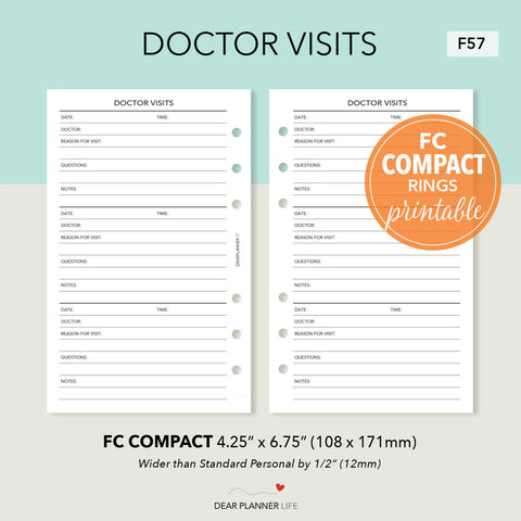Doctor Visits (FC Compact size) Printable PDF : F-57
