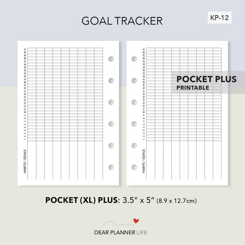 Month Goals Tracker (Pocket Plus) Printable PDF : KP-12
