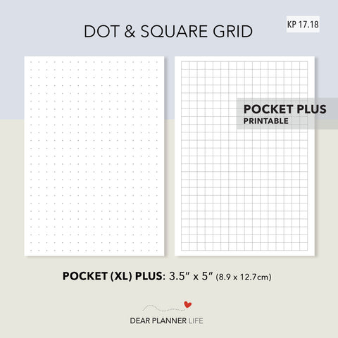 Square Grid & Dot Grid Template (Pocket Plus) Printable PDF : KP-17.18