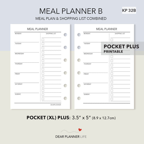 Meal Planning (Pocket Plus) Printable PDF : KP-32B