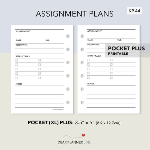 Assignment Plans (Pocket Plus) Printable PDF : KP-44