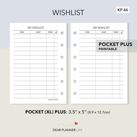 General WishList (Pocket Plus) Printable PDF : KP-46