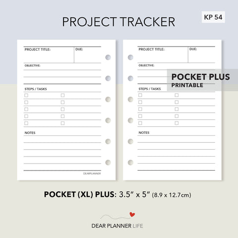 Project Tracker (Pocket Plus) Printable PDF : KP-54