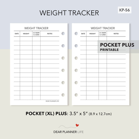Weight Tracker (Pocket Plus) Printable PDF : KP-56