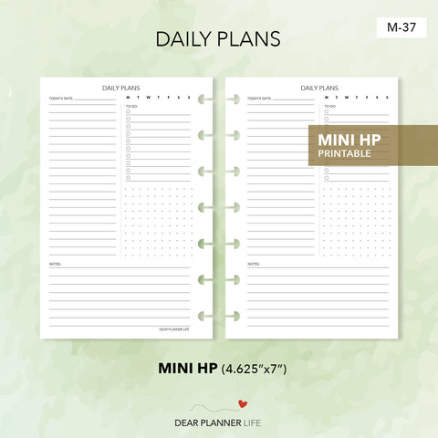 Flexible Daily Plans (Mini HP Size) Printable PDF : M-37