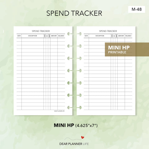 Spend Tracker (Mini HP Size) Printable PDF : M-48