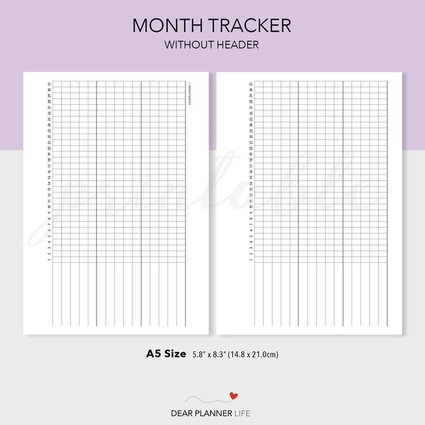 Month Goal Tracker (A5 Size) PDF Printable (A5-12)
