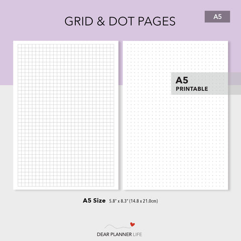 Dots and Grid (A5 Size) PDF Printable (A5-17.18)