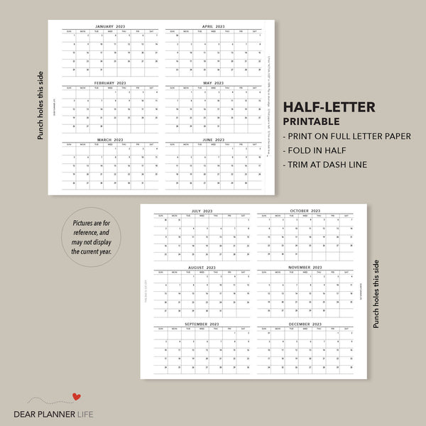 2024 Quarterly Foldout - Monday & Sunday Start (Half-Letter Size) Printable PDF : H-76