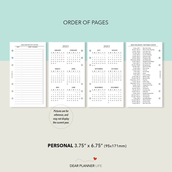 2024 Year on 2 Pages - Sunday & Monday Start (Personal Size) Printable PDF : P-45 2