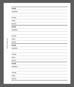 Contacts List Misc Size Printable PDF : #34