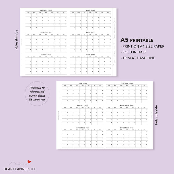 2024 Quarterly Foldout - Monday & Sunday Start (A5 Size) Printable PDF : A5-76