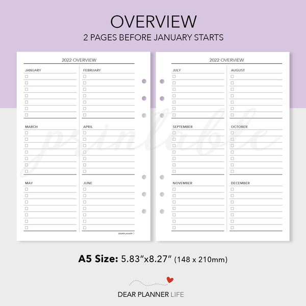 2024 A5 Size Calendar - Month on 2 Pages (Monday Start) Printable PDF : A5-25