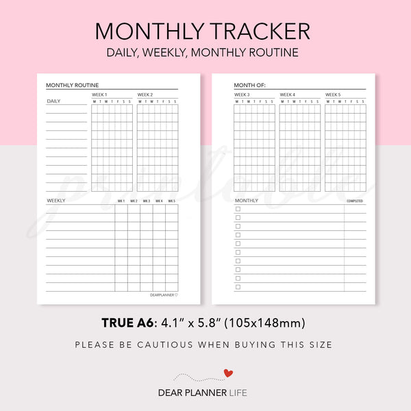 Monthly Routine (A6 Rings) Printable PDF : AS-63