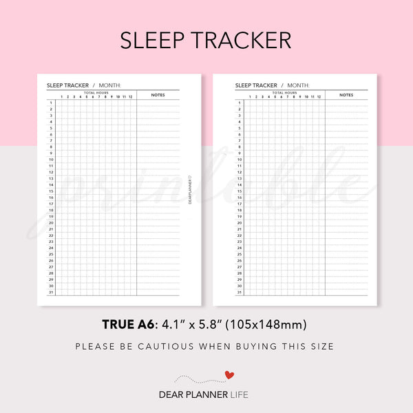 Sleep Tracker (A6 Rings) Printable PDF : AS-71