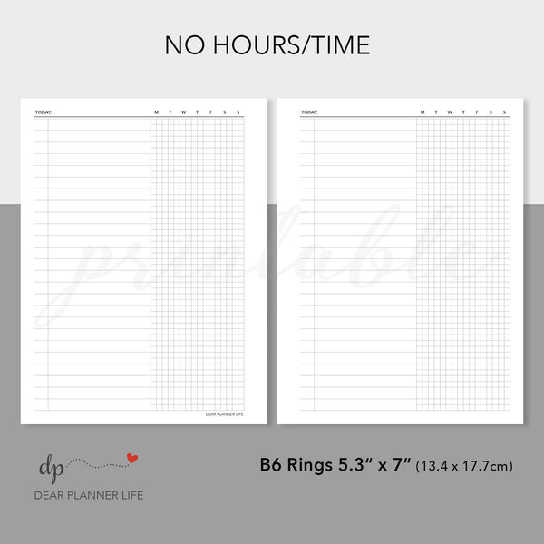 Tiny Grid Daily (B6 Rings Size) Printable PDF : B11