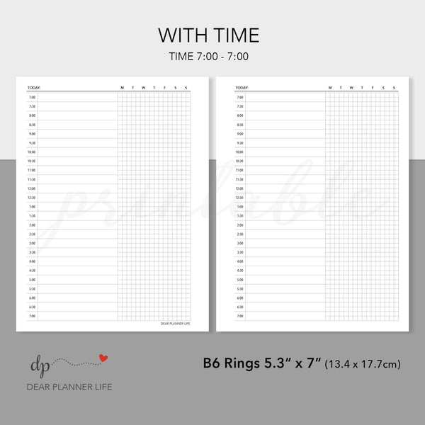 Tiny Grid Daily (B6 Rings Size) Printable PDF : B11