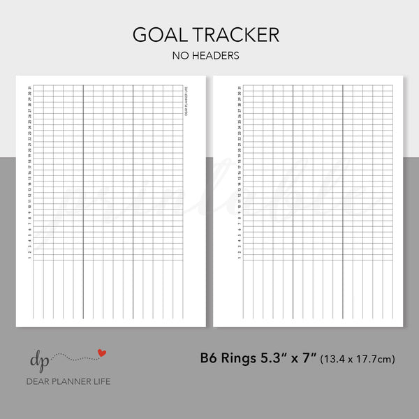 Goals Tracker (B6 Rings Size) Printable PDF : B12