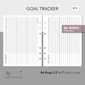 Goals Tracker (B6 Rings Size) Printable PDF : B12