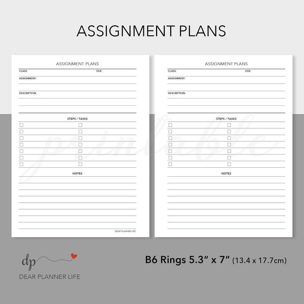 Assignment Plans (B6 Rings Size) Printable PDF : B-44