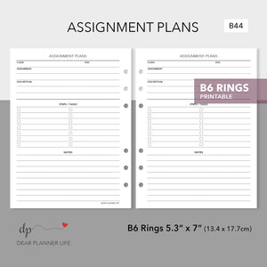 Assignment Plans (B6 Rings Size) Printable PDF : B-44