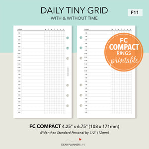 Daily with Tiny Grid (FC Compact) Printable PDF : F-11