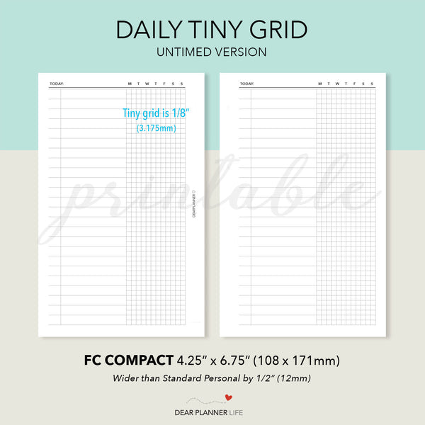 Daily with Tiny Grid (FC Compact) Printable PDF : F-11