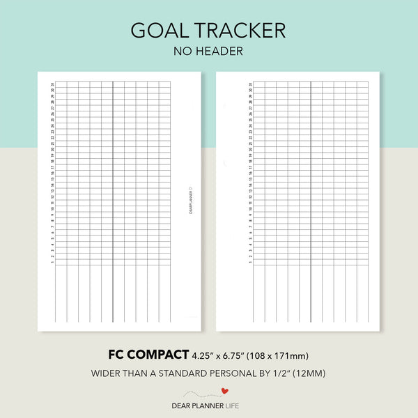 FC Compact: Monthly Goal Tracker Printable PDF : F12