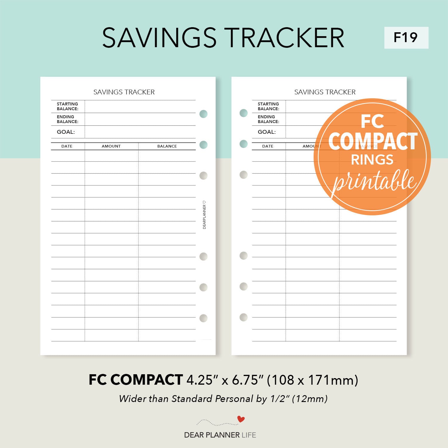 Savings Tracker Printable PDF : F19