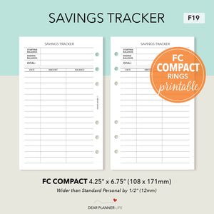 Savings Tracker Printable PDF : F19