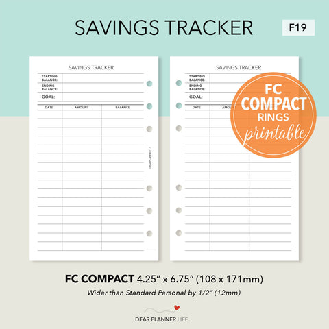 Savings Tracker Printable PDF : F19