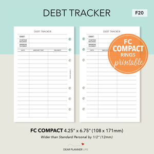 Debt Tracker Printable PDF : F20