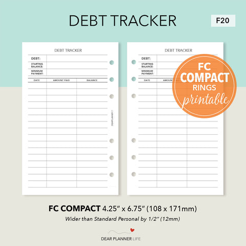 Debt Tracker Printable PDF : F20