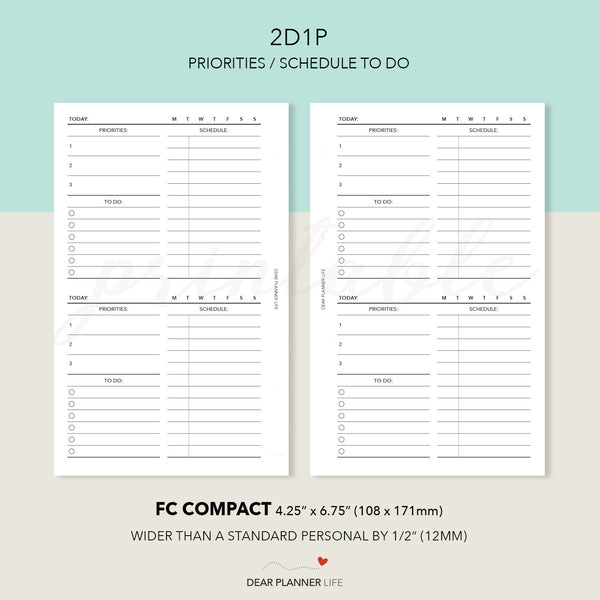 2 Days on 1 Page (FC Compact) Printable PDF : F-42