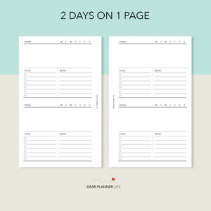 FREEBIE: 2 Days on 1 Page - Open Top Half (2D1P) Printable PDF - Choose Size in Menu (#43)