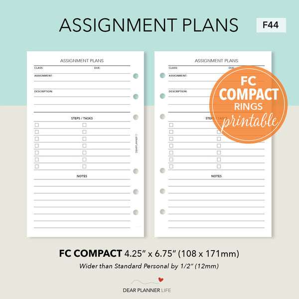 FC Compact: Assignment Tracker Printable PDF : F44