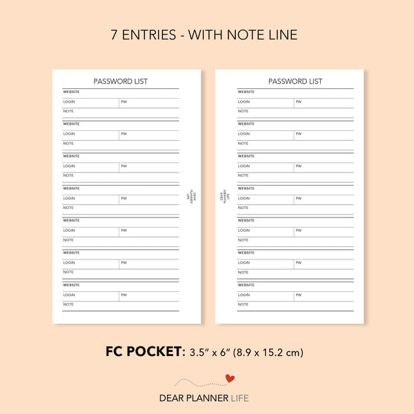 Password List (FC Pocket) Printable PDF : FP-28