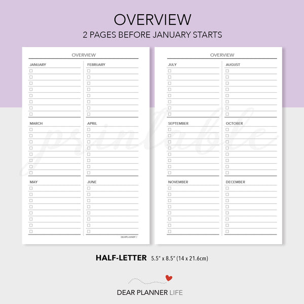 2024 Horizontal Month on 1 Page (Half-Letter) SUNDAY Start Printable PDF : H-58 C