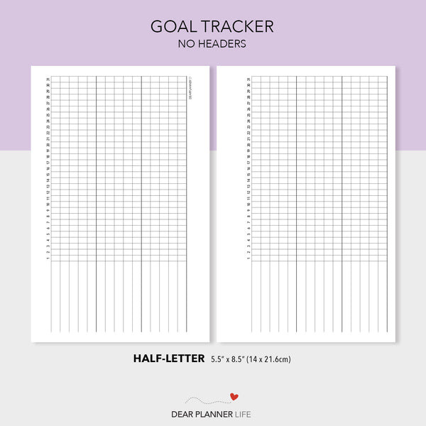 Monthly Goal Tracker Printable PDF : H12