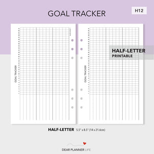 Monthly Goal Tracker Printable PDF : H12