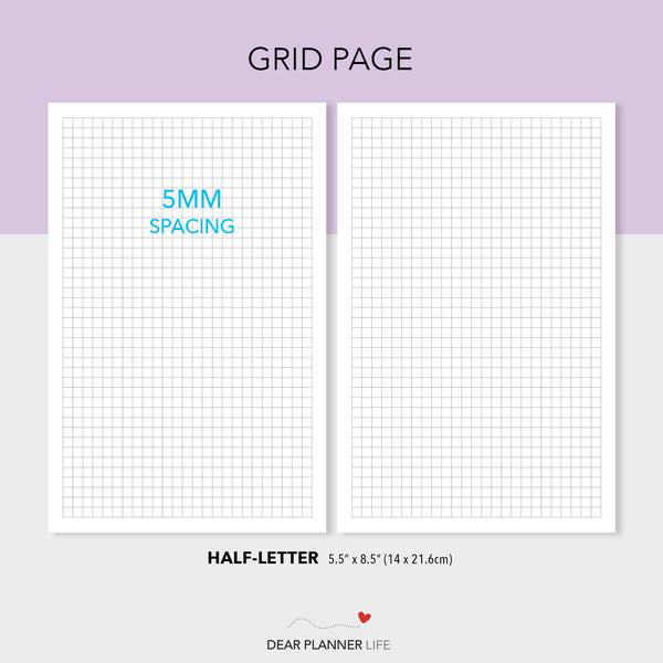 Dot & Square Grid (Half-Letter) Printable PDF : H17.18