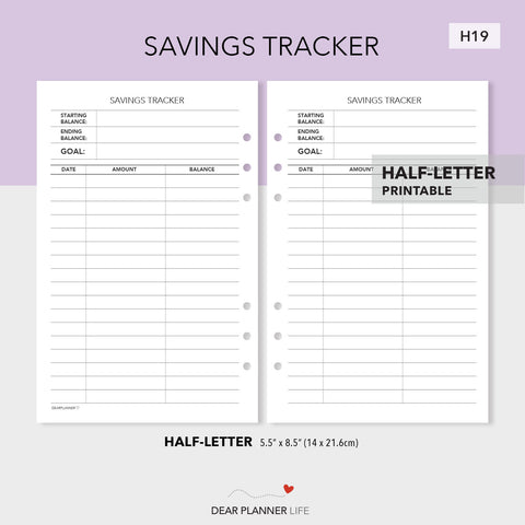 Savings Tracker Printable PDF : H19