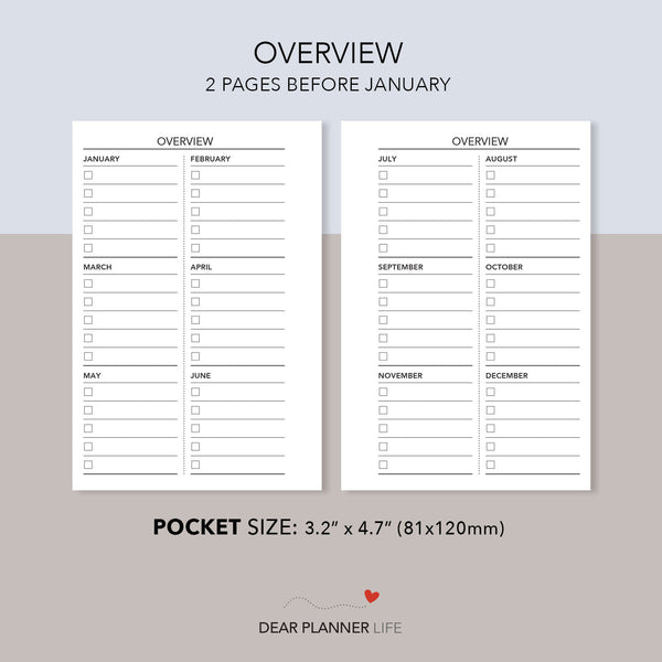 2024 Month on 2 Pages (Pocket Size) MONDAY Start, Printable PDF : K-25