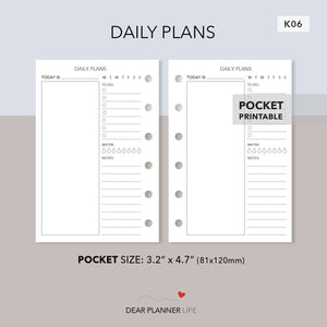 Daily Plans (Pocket Size) Printable PDF : K-06