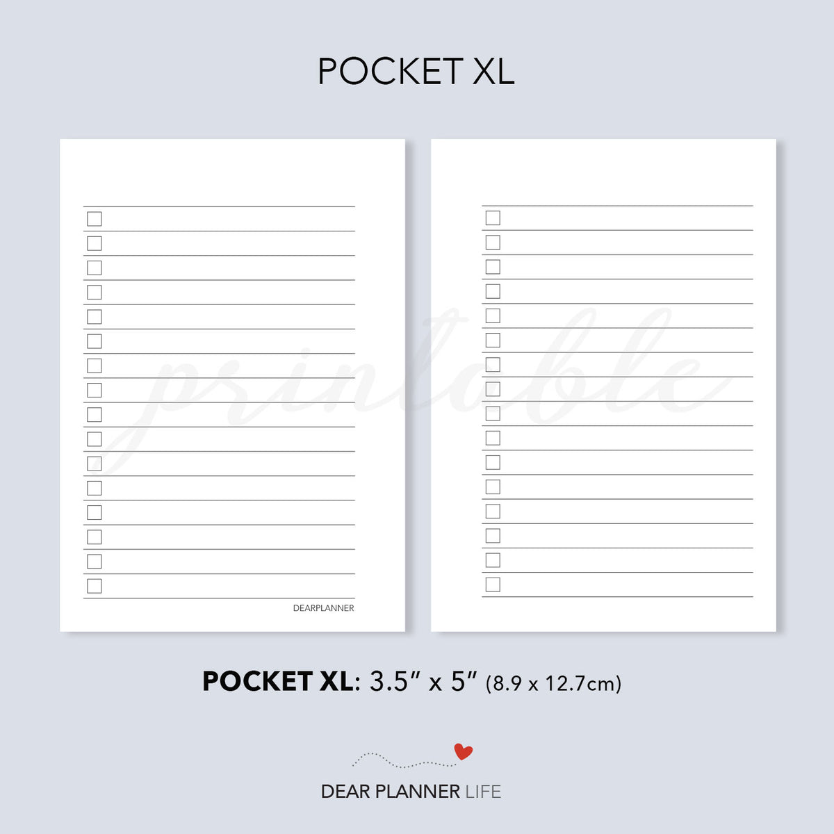 Lined Checklist (Pocket Plus) Printable PDF : KP-09 – DearPlannerLife
