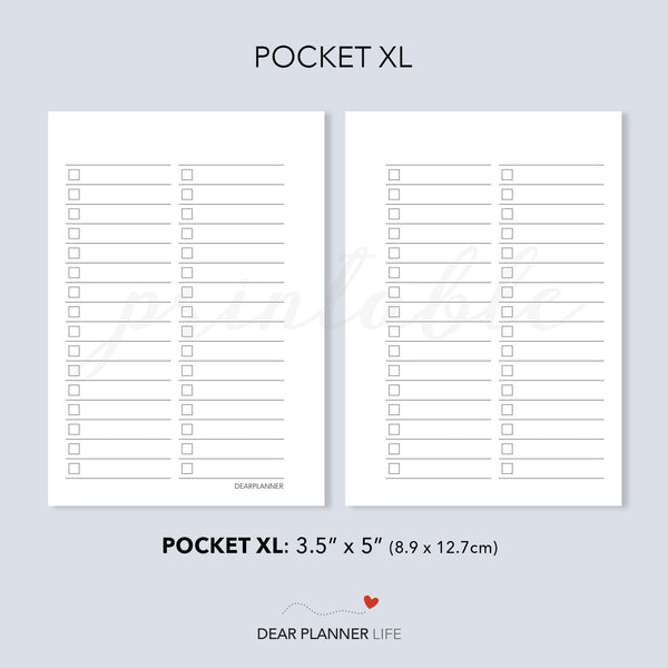 2-Column Checklist (Pocket Plus) Printable PDF : KP-10