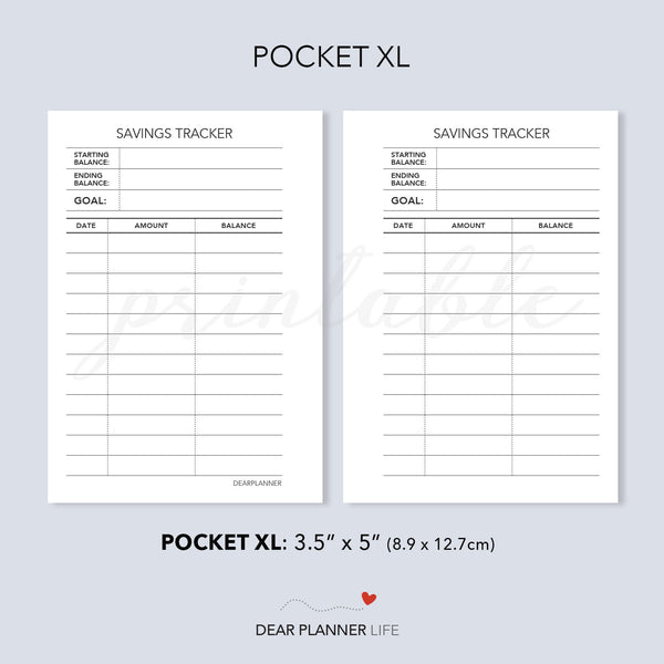 Savings Tracker (Pocket Plus) Printable PDF : KP-19